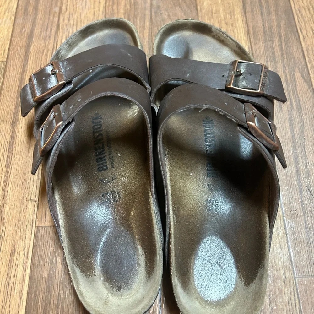 Birkenstock Brown Leather Footbed Sandals
